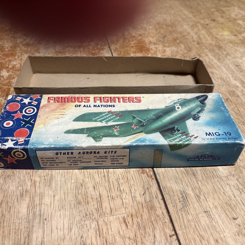 Vintage Aurora MIG-19 Famous Fighters Model Kit Box Only 1950s Collectible
